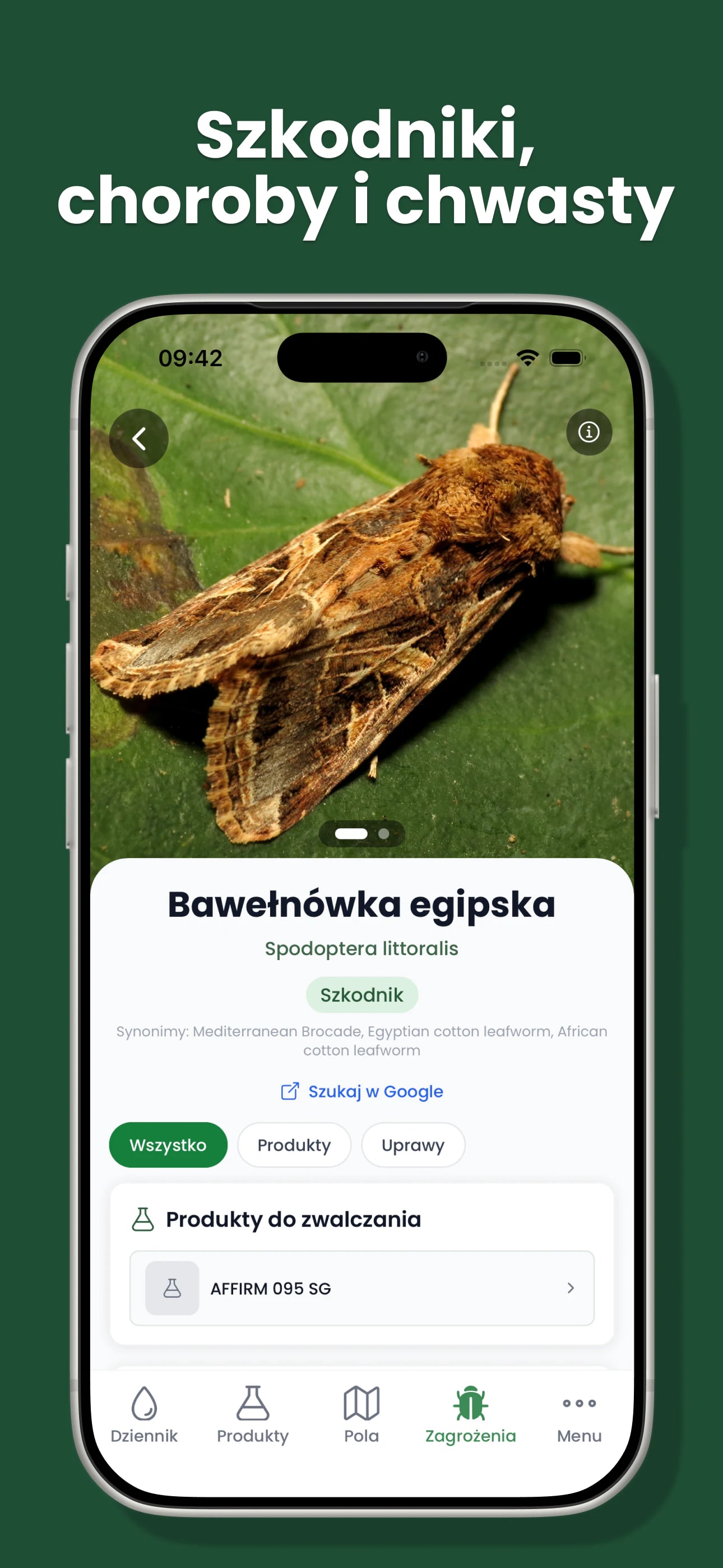 Baza szkodników, chorób i chwastów wraz z pasującymi produktami